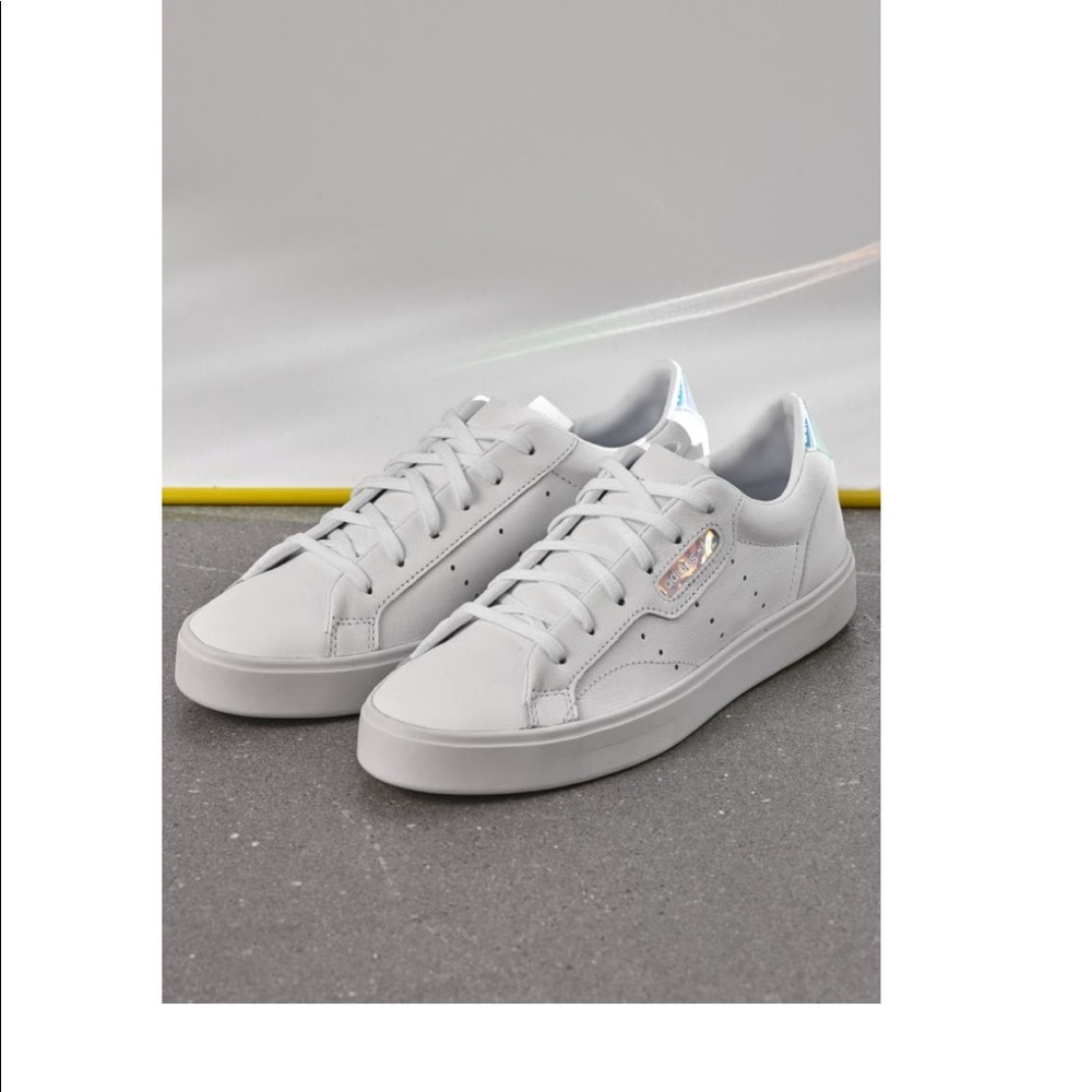 Adidas Sleek White Leather Sneakers - Picture 11 of 11
